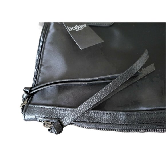 Tote Bag Black Leather Detail Side & Inside Zippers Nylon BOTKIER New York Bond - Picture 4 of 6
